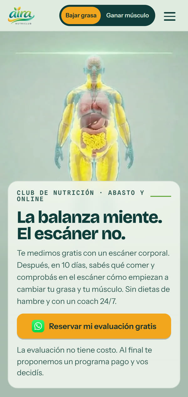 Aira Nutri Club en celular.